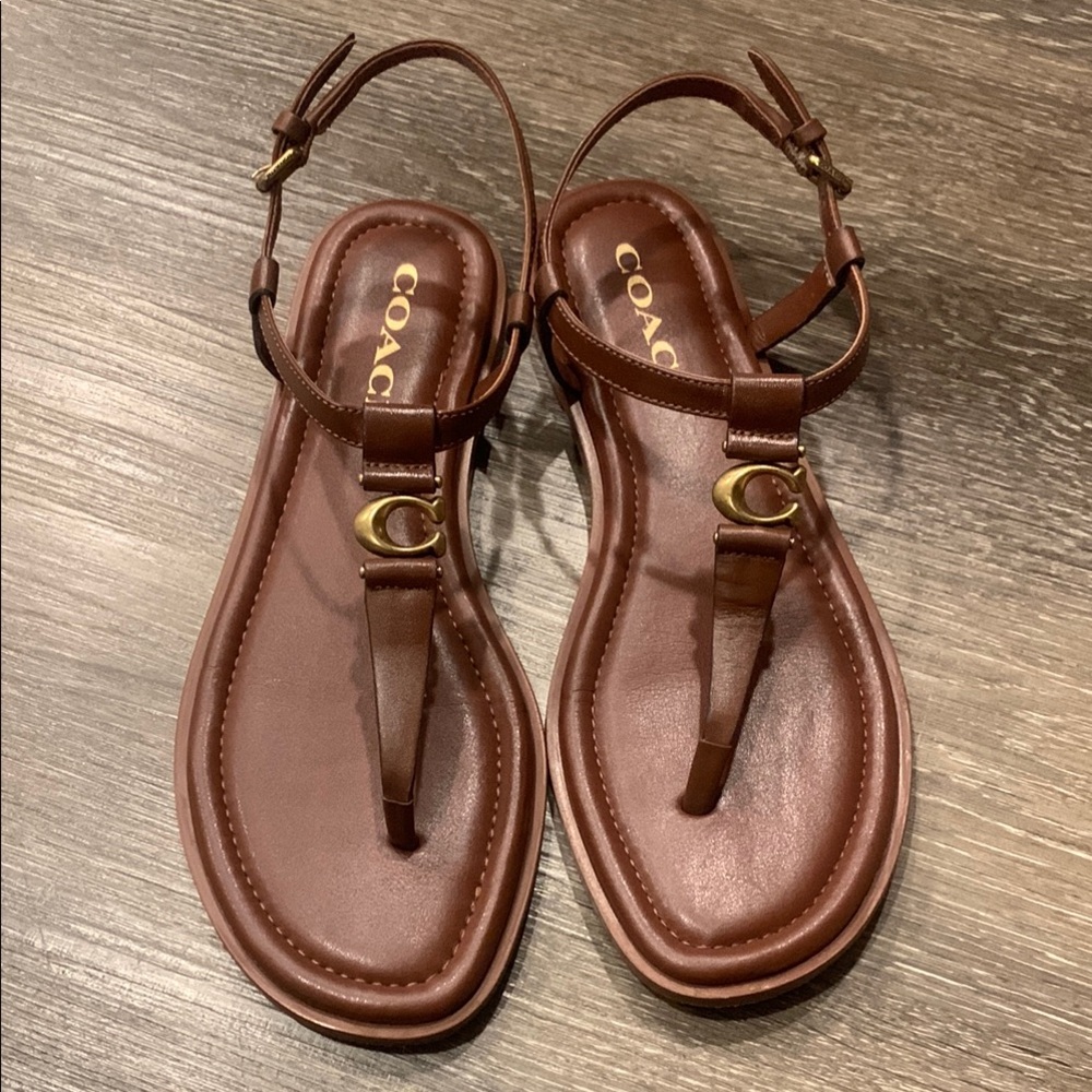 Brown Leather Coach Sandals